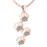 Certified 0.22 Ctw Diamond Puppy Paws Charms Necklace 18K Rose Gold (VS/SI1)