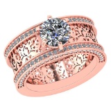 Certified 1.81 Ctw Diamond Wedding/Engagement 14K Rose Gold Halo Ring