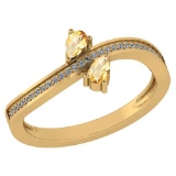 Certified 0.50Ctw Citrine And Diamond 18K Yellow Gold Ring