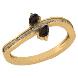 Certified 0.50 Ctw Smoky Quarzt And Diamond 18K Yellow Gold Ring