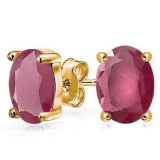 2.05 CTW RUBY 10K SOLID YELLOW GOLD OVAL SHAPE EARRING