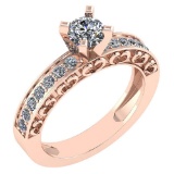 Certified 0.79 Ctw Diamond Wedding/Engagement Style 14K Rose Gold Halo Ring (VS/SI1)