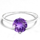0.71 CT AMETHYST 10KT SOLID WHITE GOLD RING