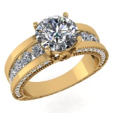Certified 2.23 Ctw Diamond 14K Yellow Gold Halo Ring