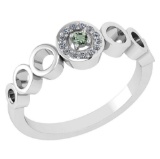 Certified 0.09 Ctw Green Amethyst And Diamond 14k White Gold Halo Ring G-H VS/SI1