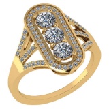 Certified 1.00 Ctw Diamond 14k Yellow Gold Halo Ring