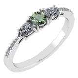 Certified 0.77 Ctw Green Amethyst And Diamond Platinum Halo Ring