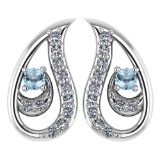 Certified 0.17 Ctw Aquamarine And Diamond Platinum Gold Halo leaf Earrings