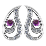 Certified 0.17 Ctw Amethyst And Diamond Platinum Gold Halo Stud Earrings