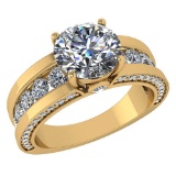 Certified 2.25 Ctw Diamond Wedding/Engagement 14K Yellow Gold Halo Ring