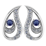 Certified 0.17 Ctw Blue Sapphire And Diamond Platinum Gold Halo leaf Earrings