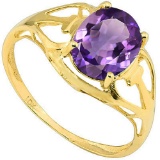 1.24 CT AMETHYST 10KT SOLID YELLOW GOLD RING