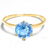 1.08 CT SKY BLUE TOPAZ 10KT SOLID YELLOW GOLD RING