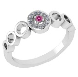 Certified 0.09 Ctw Pink Tourmaline And Diamond 14k White Gold Halo Ring G-H VS/SI1