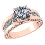 Certified 2.25 Ctw Diamond Wedding/Engagement 14K Rose Gold Halo Ring