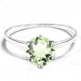 0.74 CT GREEN AMETHYST 10KT SOLID WHITE GOLD RING