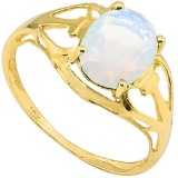 0.69 CT OPAL 10KT SOLID YELLOW GOLD RING