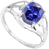 2.6 CT CREATED TANZANITE 10KT SOLID WHITE GOLD RING