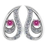 Certified 0.17 Ctw Pink Tourmaline And Diamond Platinum Gold Halo leaf Earrings