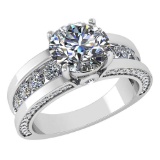 Certified 2.25 Ctw Diamond Wedding/Engagement 14K White Gold Halo Ring