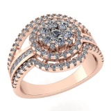 Certified 0.77 Ctw Diamond Wedding/Anniversary 14K Rose Gold Halo Ring