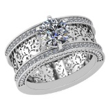 Certified 1.81 Ctw Diamond Wedding/Engagement 14K White Gold Halo Ring