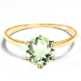 0.74 CT GREEN AMETHYST 10KT SOLID YELLOW GOLD RING