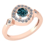 Certified 0.77 Ctw Treated Fancy Blue Diamond 14K Rose Gold Ring (I1/I2)