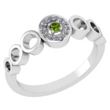 Certified 0.09 Ctw Peridot And Diamond 14k White Gold Halo Ring G-H VS/SI1
