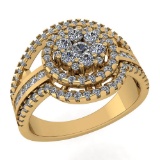 Certified 0.77 Ctw Diamond Wedding/Anniversary 14K Yellow Gold Halo Ring