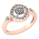 Certified 0.59 Ctw Diamond 14K Rose Gold Promise Ring