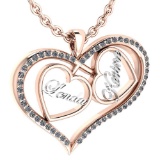 Certified 0.66 Ctw Diamond Heart Shape Necklace New Expressions love collection 18K Rose Gold (VS/SI