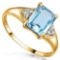 1.78 CTW BABY SKY BLUE TOPAZ & GENUINE DIAMOND (6 PCS) 10KT SOLID YELLOW GOLD RING