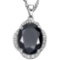 5.89 CTW BLACK SAPPHIRE & (16 PCS) DIAMOND 10KT SOLID WHITE GOLD PENDANT