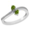 Certified 0.50 Ctw Peridot And Diamond 14k White Gold Ring