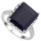 7.03 CTW BLACK SAPPHIRE & (22 PCS) DIAMOND 10KT SOLID WHITE GOLD RING