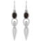 Certified 1.00 Ctw Smoky Quarzt And Diamond 14k White Gold Earrings