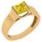 Certified 0.75 Ctw Princess Cut Fancy Yellow Diamond 18k Yellow Gold Ring