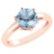 Certified 2.00Ctw Genuine Blue Topaz 14k Rose Gold Halo Ring