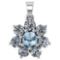 Certified 0.93 Ctw Aquamarine And Diamond Platinum Halo Pendant