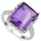 5.45 CTW AMETHYST & GENUINE DIAMOND (22 PCS) 10KT SOLID WHITE GOLD RING