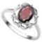 1.11 CT GARNET AND ACCENT DIAMOND 0.02 CT 10KT SOLID WHITE GOLD RING