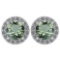 Certified 1.06 Ctw Green Amethyst And Diamond 18K White Gold Halo Stud Earrings G-H VS/SI1