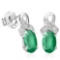 4/5 CTW EMERALD & DIAMOND .925 STERLING SILVER EARRINGS