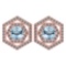 Certified 1.38 Ctw Aquamarine And Diamond 18k Rose Gold Halo Stud Earrings G-H VS/SI1