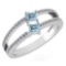 Certified 0.60 Ctw Blue Topaz And Diamond 14k White Gold Ring