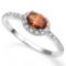 0.65 CTW GENUINE GARNET & GENUINE DIAMOND (24 PCS) 10KT SOLID WHITE GOLD RING