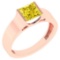 Certified 0.75 Ctw Princess Cut Fancy Yellow Diamond 18k Rose Gold Ring