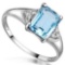 1.78 CTW BABY SKY BLUE TOPAZ & GENUINE DIAMOND (6 PCS) 10KT SOLID WHITE GOLD RING