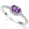 0.42 CTW GENUINE AMETHYST & GENUINE DIAMOND (24 PCS) 10KT SOLID WHITE GOLD RING